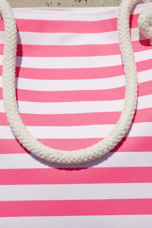 Pink & White Striped Beach Bag