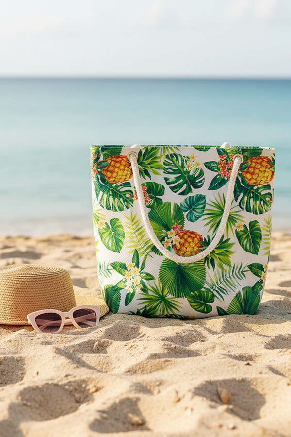 Pineapple Leaf Pattern Beach Bag