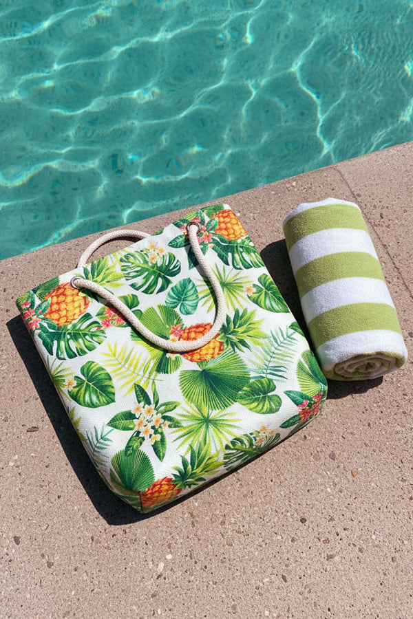 Pineapple Leaf Pattern Beach Bag