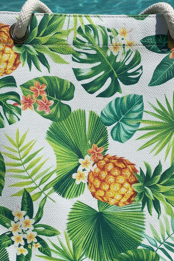 Pineapple Leaf Pattern Beach Bag