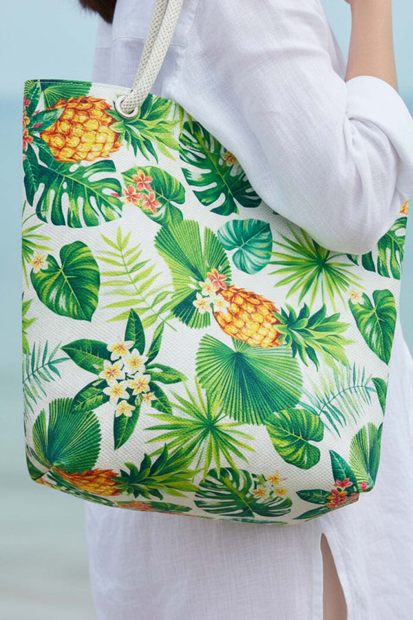 Pineapple Leaf Pattern Beach Bag
