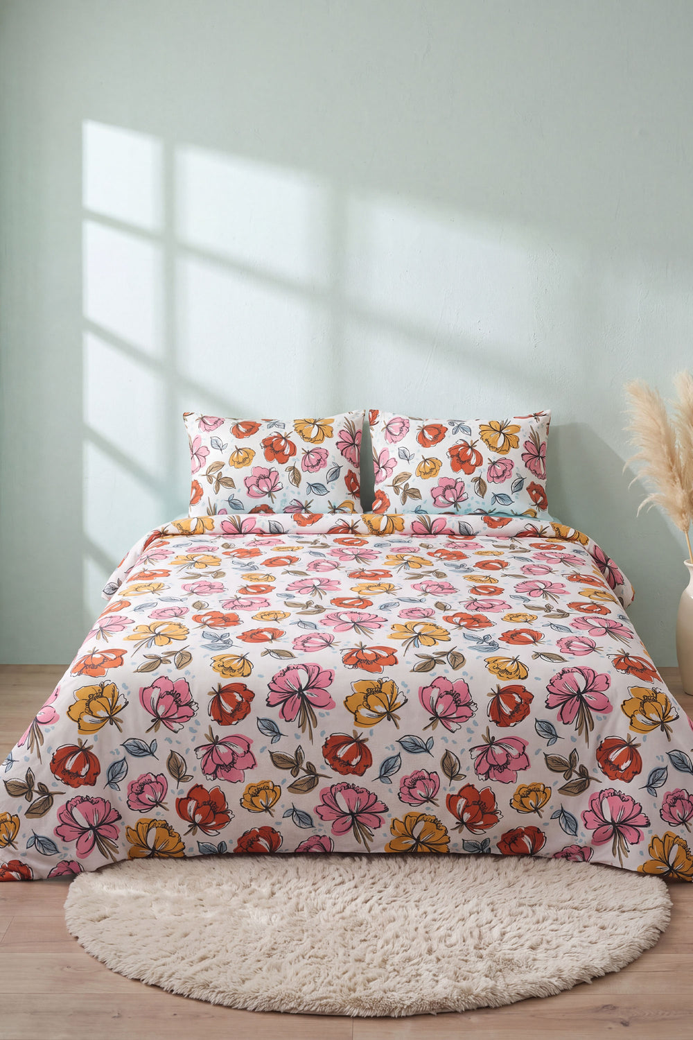 Flower Garden Ranforce Double Duvet Cover Set 4 Pieces