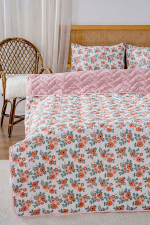 Mira Terracotta Cotton Double Quilted Pique & Bedspread