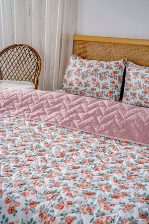 Mira Terracotta Cotton Double Quilted Pique & Bedspread
