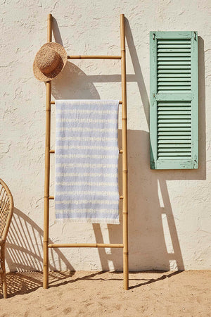 Blue Striped %100 Cotton Beach Towel 70x140 cm
