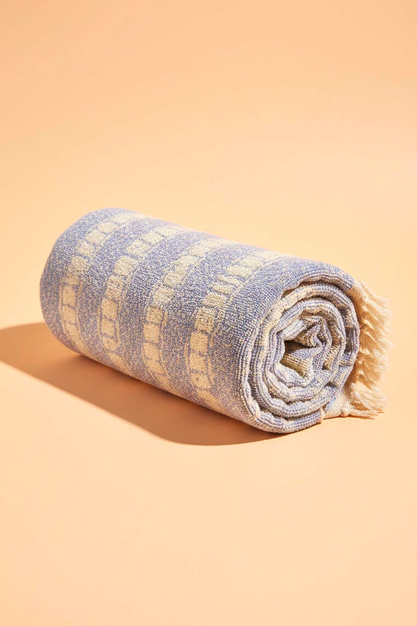 Blue Striped %100 Cotton Beach Towel 70x140 cm