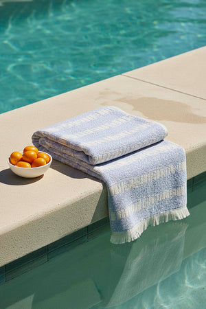 Blue Striped %100 Cotton Beach Towel 70x140 cm