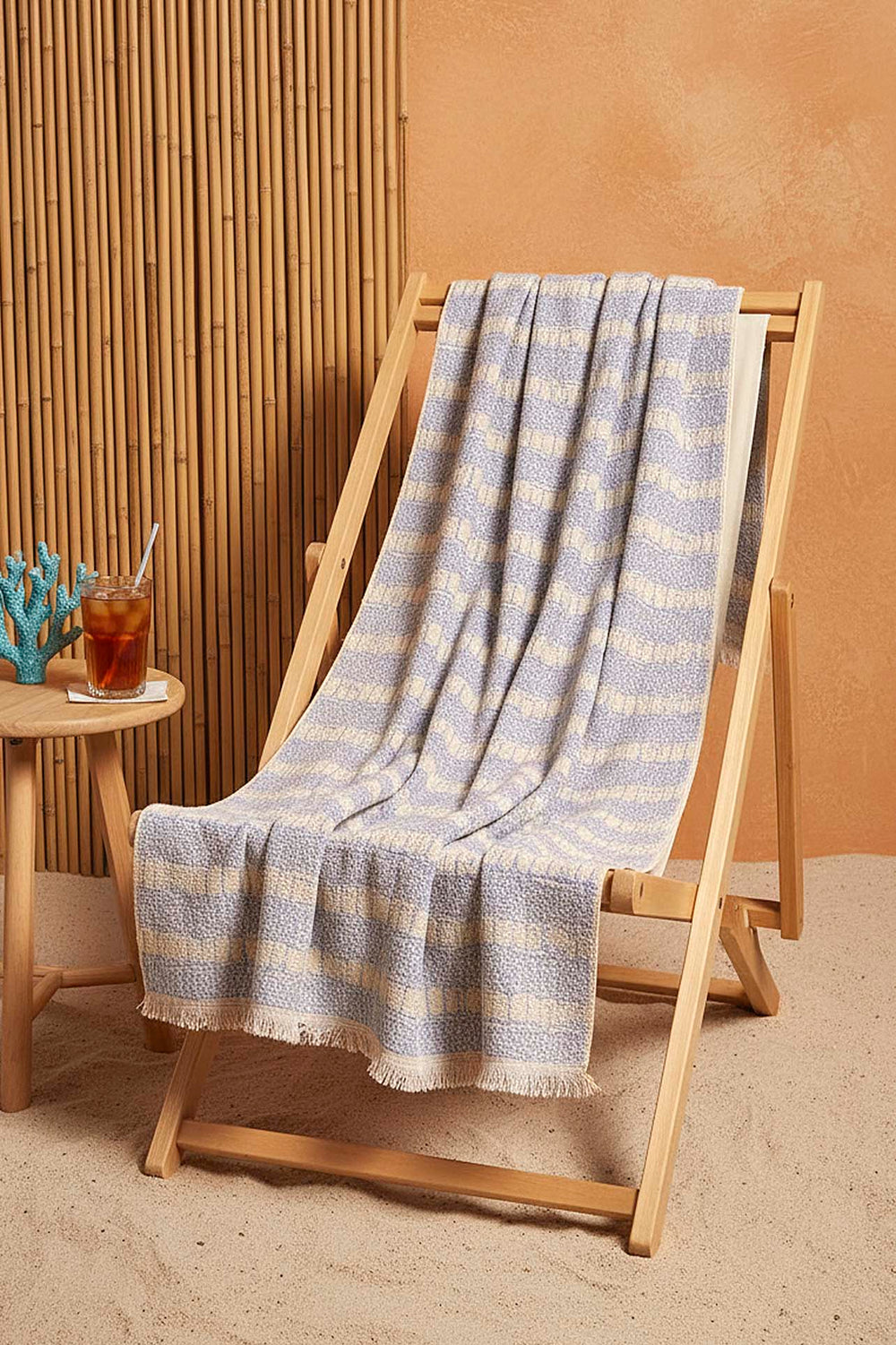 Blue Striped %100 Cotton Beach Towel 70x140 cm