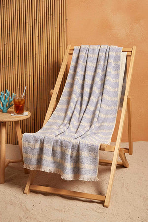 Blue Striped %100 Cotton Beach Towel 70x140 cm
