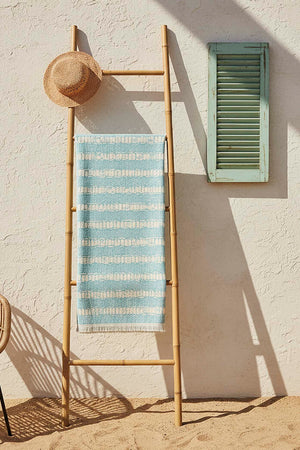 Turquoise Striped %100 Cotton Beach Towel 70x140 cm