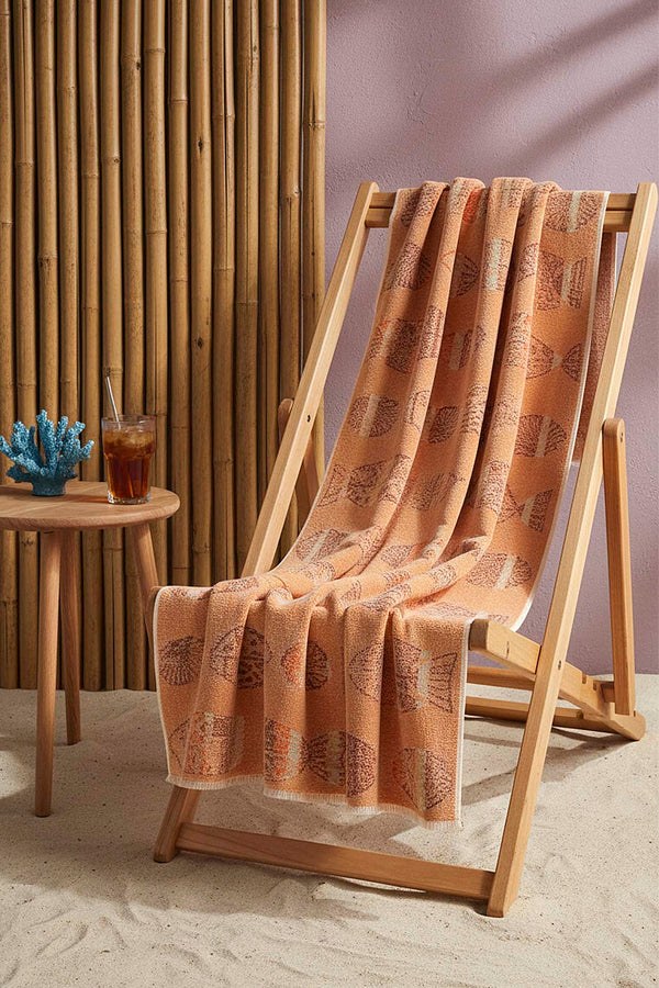 Orange Aztec %100 Cotton Beach Towel 70x140 cm
