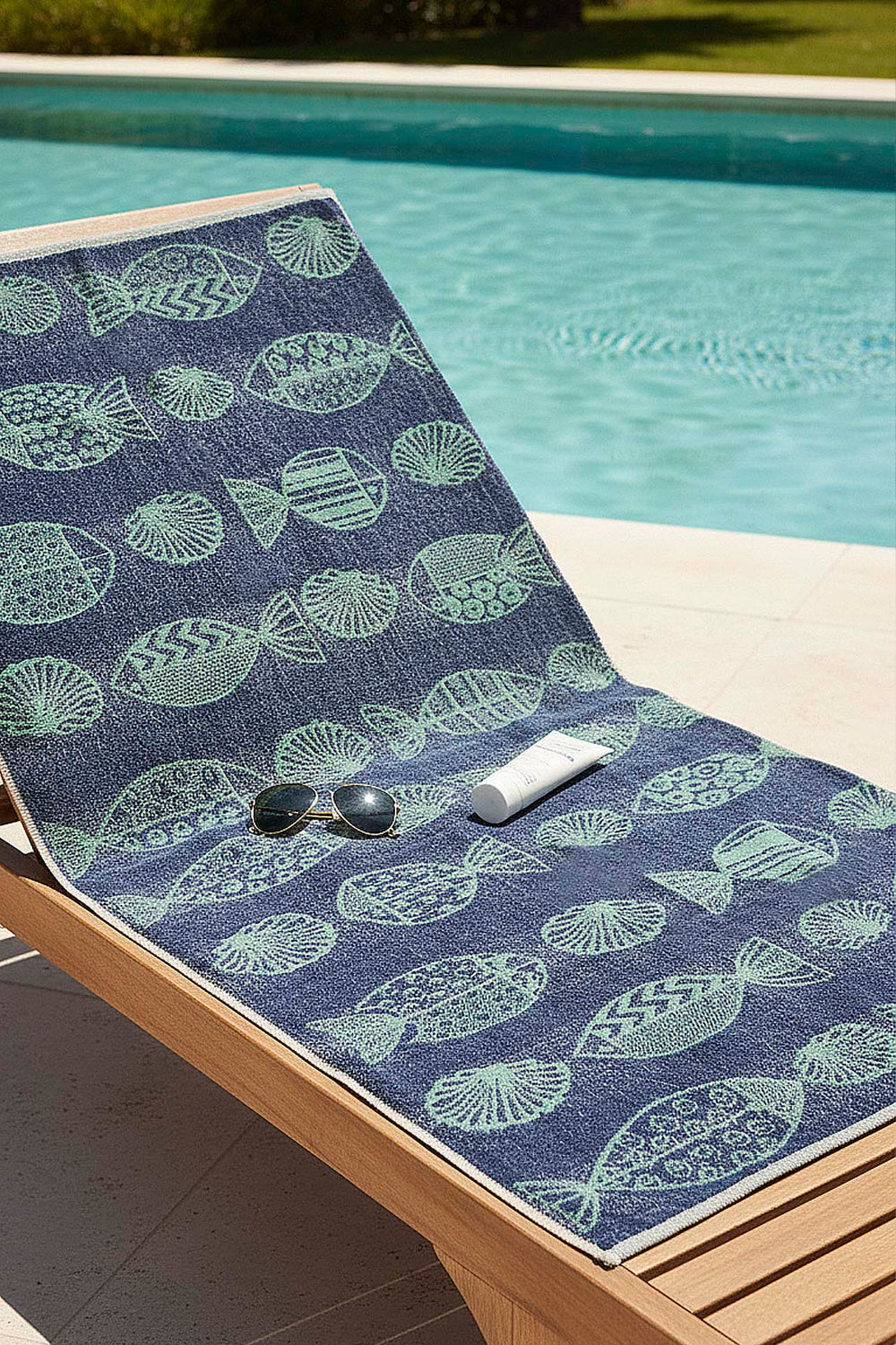 Lacivert Turkuaz Aztec 0 Pamuklu Plaj Havlusu 70X140 Cm