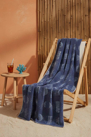 Blue Aztec %100 Cotton Beach Towel 70x140 cm
