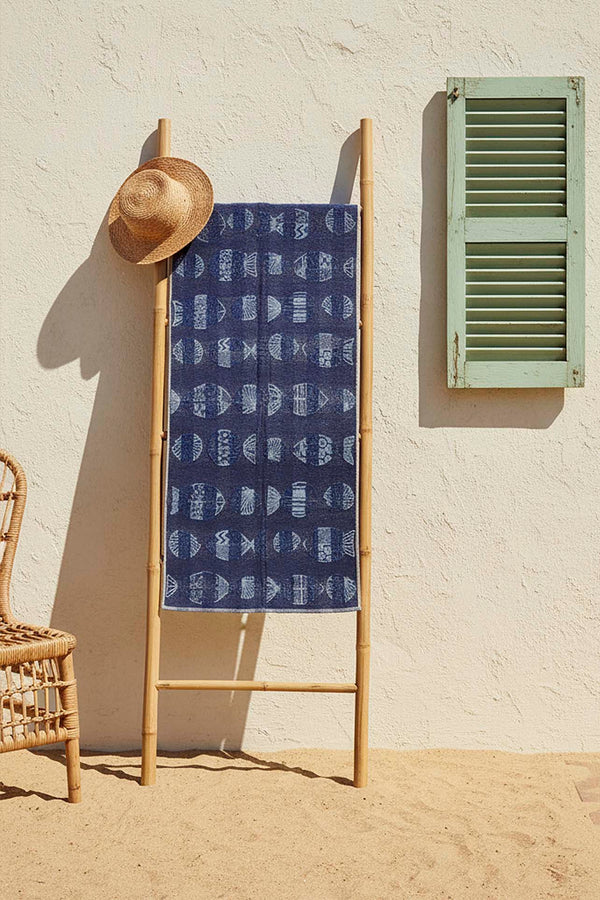 Blue Aztec %100 Cotton Beach Towel 70x140 cm