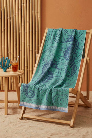 Turquoise Green Poseidon %100 Cotton Beach Towel 70x140 cm