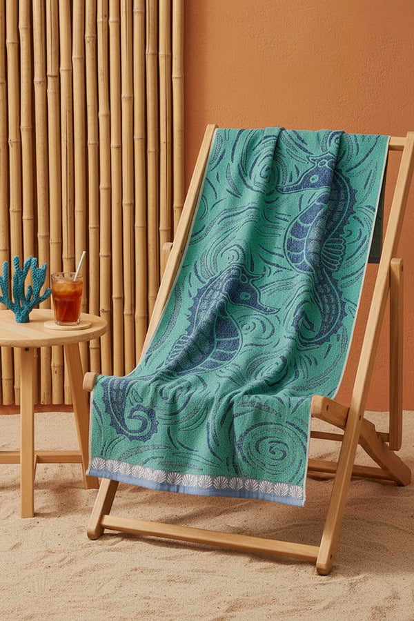 Turquoise Green Poseidon %100 Cotton Beach Towel 70x140 cm