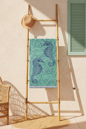 Turquoise Green Poseidon %100 Cotton Beach Towel 70x140 cm