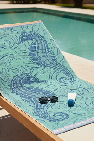 Turquoise Green Poseidon %100 Cotton Beach Towel 70x140 cm