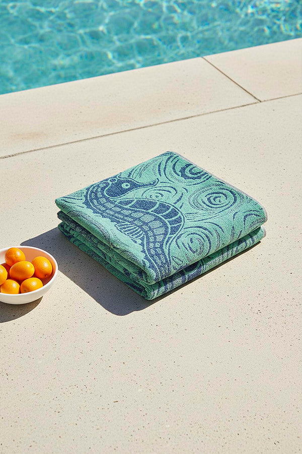 Turquoise Green Poseidon %100 Cotton Beach Towel 70x140 cm