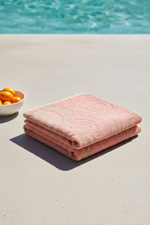 Pink Black Striped Poseidon 100% Cotton Beach Towel 70x140 cm