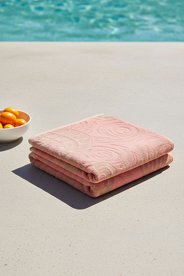 Pink Black Striped Poseidon 100% Cotton Beach Towel 70x140 cm