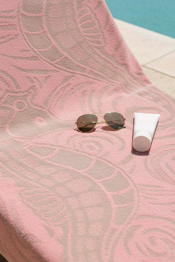 Pink Black Striped Poseidon 100% Cotton Beach Towel 70x140 cm