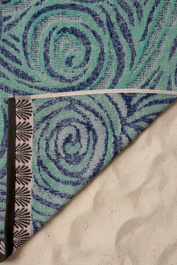 Turquoise & Black Striped Poseidon 100% Cotton Beach Towel 70x140 cm