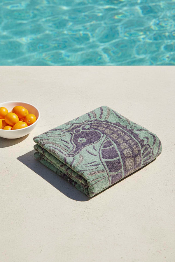 Turquoise & Blue Striped Poseidon 100% Cotton Beach Towel 70x140 cm