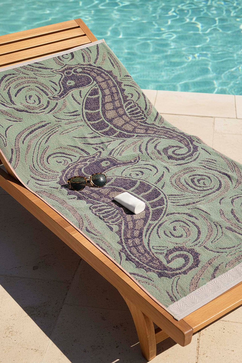 Turquoise & Blue Striped Poseidon 100% Cotton Beach Towel 70x140 cm