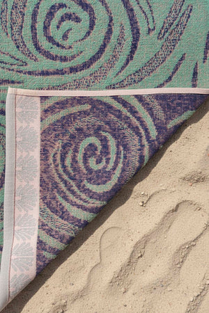 Turquoise & Blue Striped Poseidon 100% Cotton Beach Towel 70x140 cm