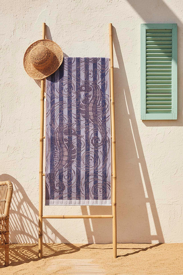 Navy Blue Poseidon 100% Cotton Beach Towel 70x140 cm