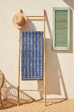 Navy Blue & Black Striped Poseidon 100% Cotton Beach Towel 70x140 cm