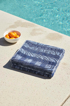 Navy Blue & Black Striped Poseidon 100% Cotton Beach Towel 70x140 cm