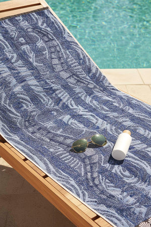 Navy Blue & Black Striped Poseidon 100% Cotton Beach Towel 70x140 cm