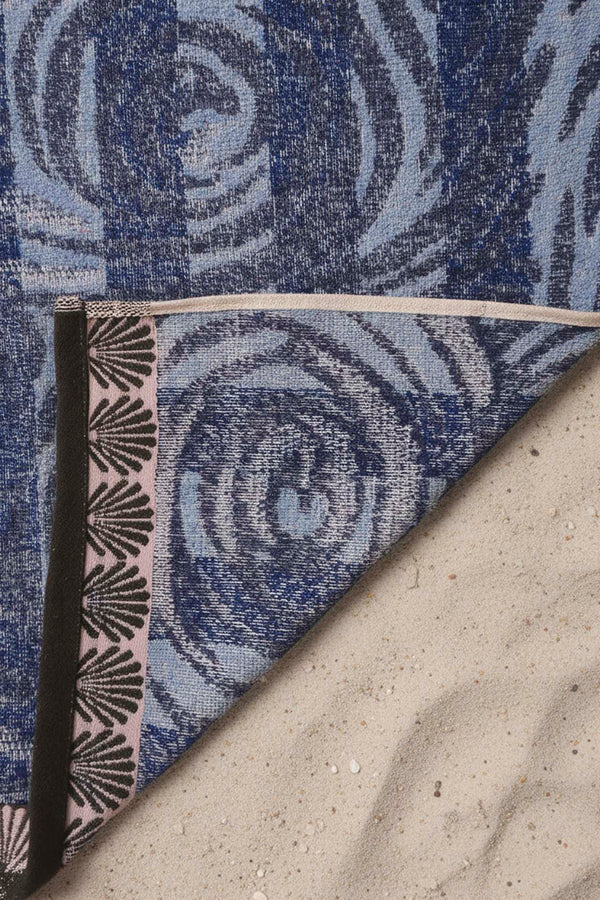 Navy Blue & Black Striped Poseidon 100% Cotton Beach Towel 70x140 cm