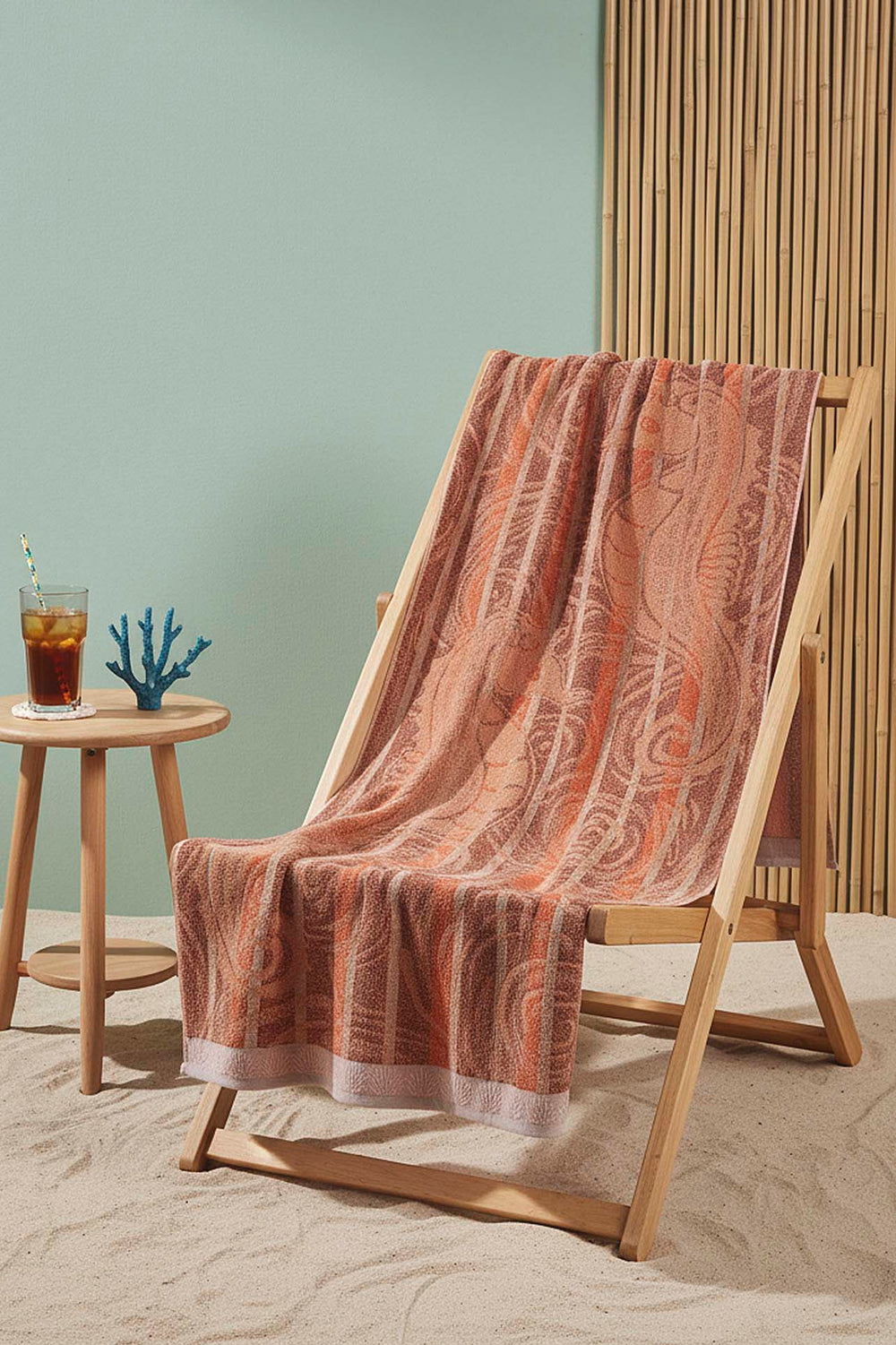 Orange Poseidon 100% Cotton Beach Towel 70x140 cm