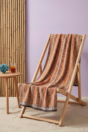 Orange & Black Striped Poseidon 100% Cotton Beach Towel 70x140 cm