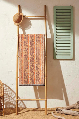 Orange & Black Striped Poseidon 100% Cotton Beach Towel 70x140 cm