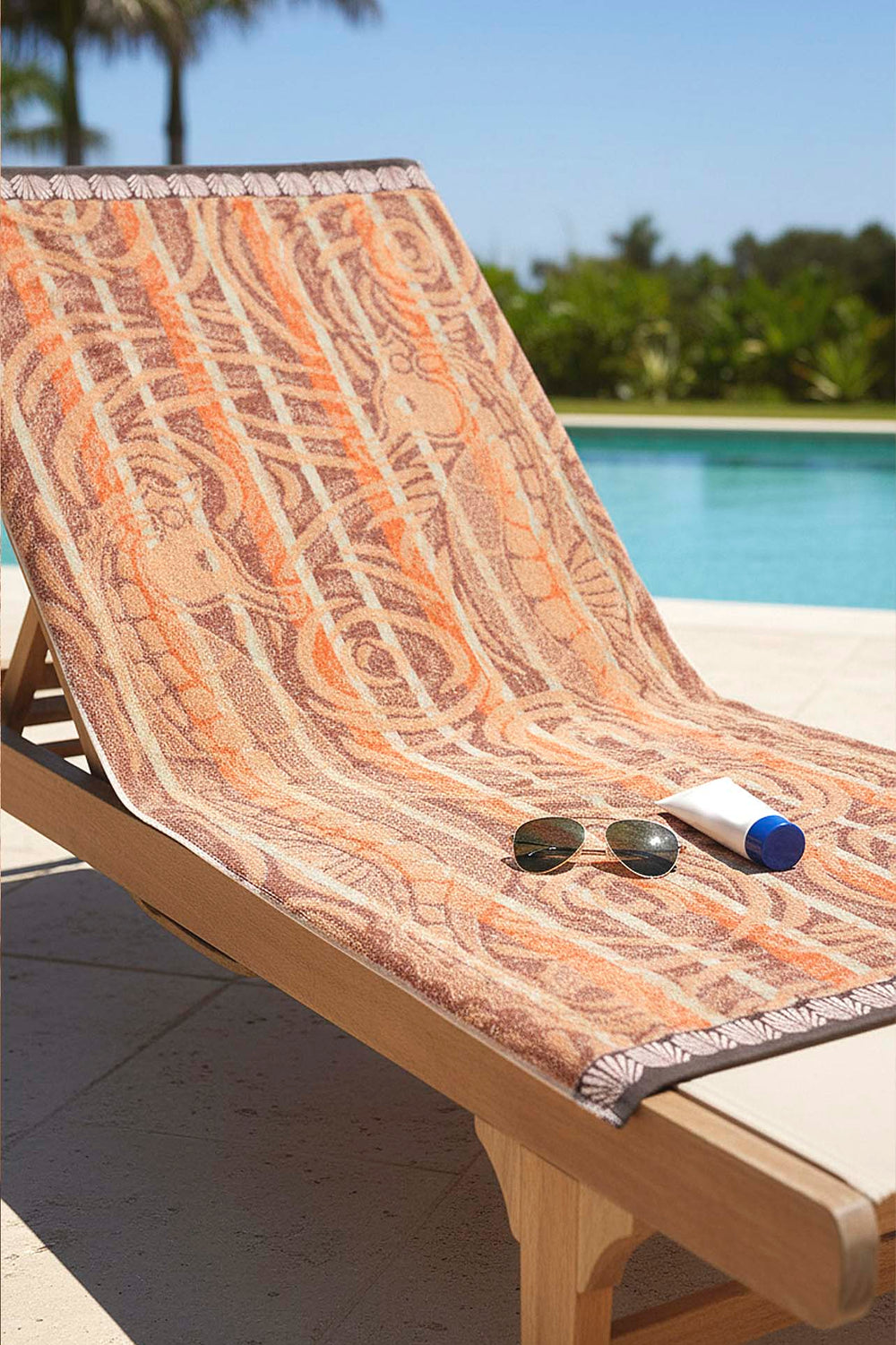 Orange & Black Striped Poseidon 100% Cotton Beach Towel 70x140 cm