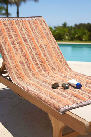 Orange & Black Striped Poseidon 100% Cotton Beach Towel 70x140 cm