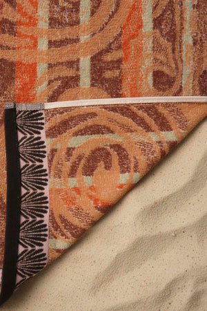 Orange & Black Striped Poseidon 100% Cotton Beach Towel 70x140 cm