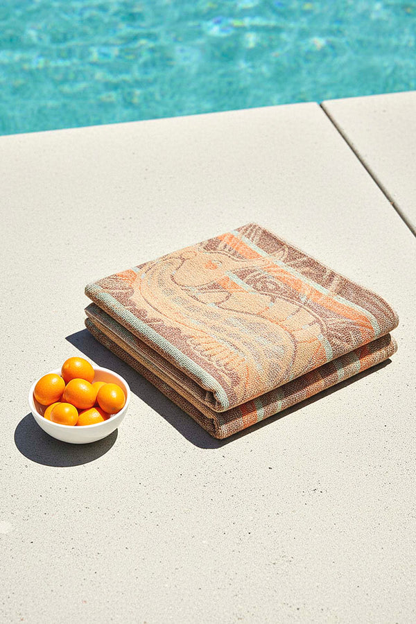 Light Orange Poseidon 100% Cotton Beach Towel 70x140 cm