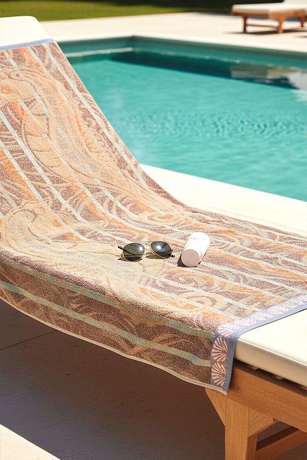 Light Orange Poseidon 100% Cotton Beach Towel 70x140 cm