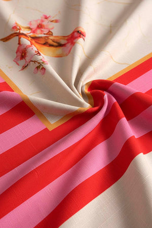 Pink Bird Pattern Stain-Resistant Tablecloth 150x220 cm