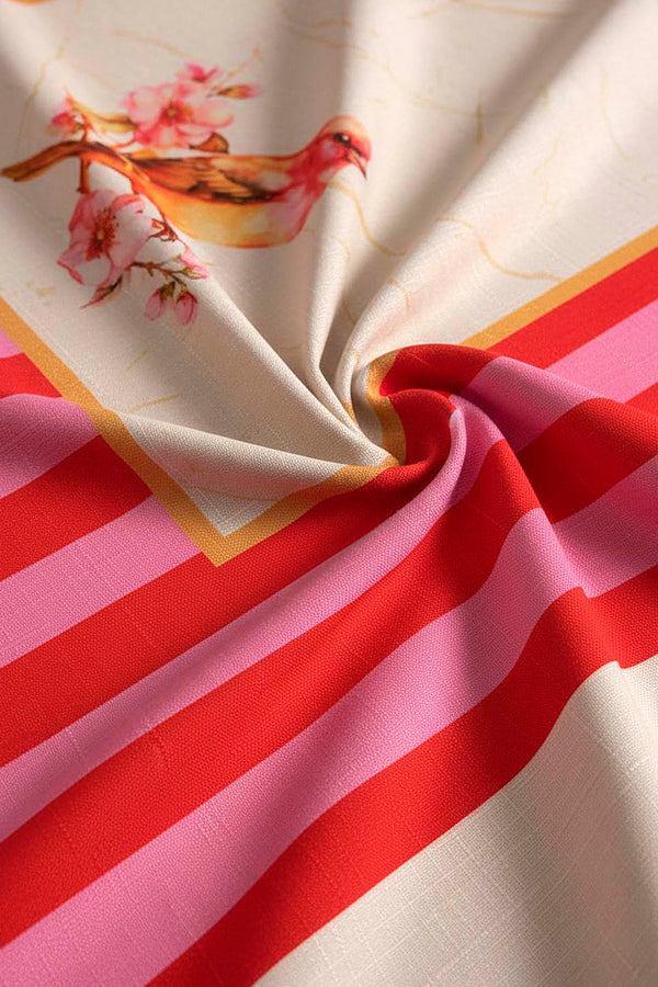 Pink Bird Pattern Stain-Resistant Tablecloth 150x220 cm
