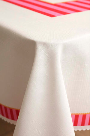 Pink Bird Pattern Stain-Resistant Tablecloth 150x220 cm