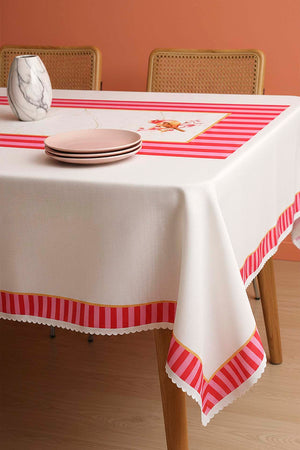 Pink Bird Pattern Stain-Resistant Tablecloth 150x220 cm
