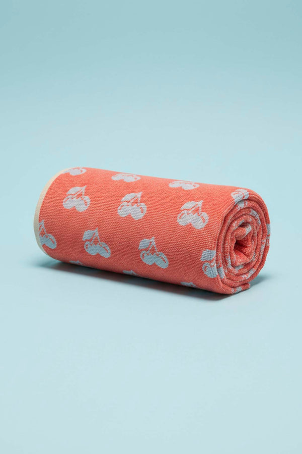 Coral & Blue Cherry 100% Cotton Beach Towel 70x140 cm