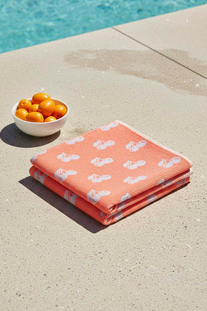Coral & Blue Cherry 100% Cotton Beach Towel 70x140 cm