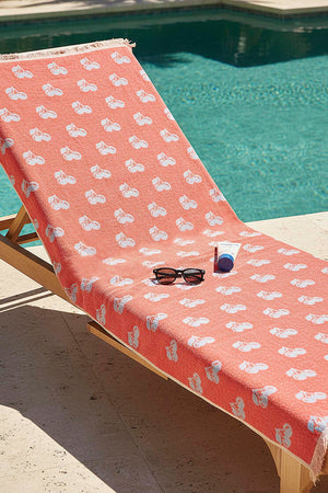 Coral & Blue Cherry 100% Cotton Beach Towel 70x140 cm